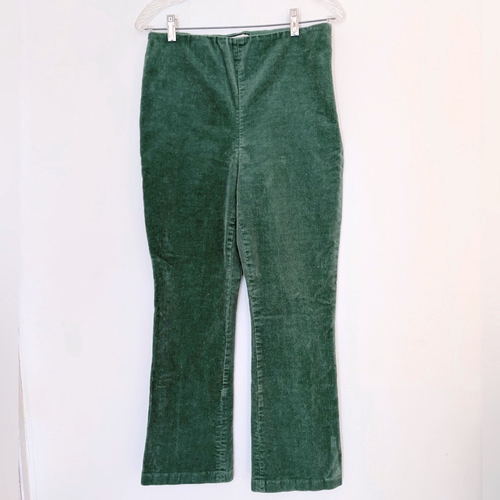 TUCKERNUCK Ashford Green Cropped Bootcut Flare Corduroy Pants stretch elastic XL